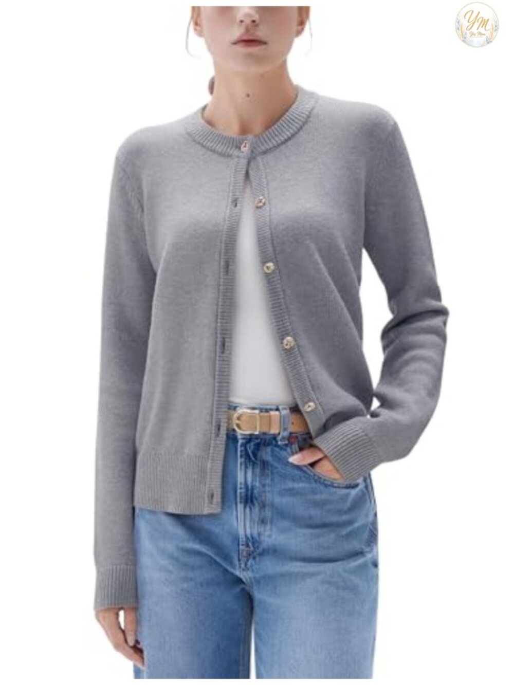 Cashmere Blend Chunky Cardigan Long Sleeve Button Up Cropped